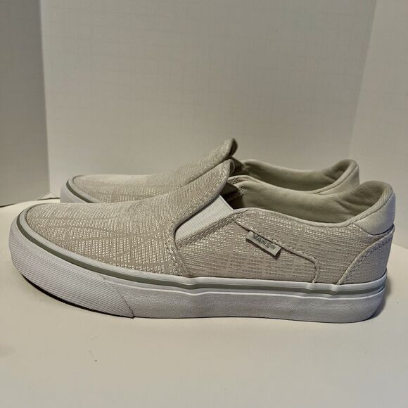 Vans Asher Deluxe Comfort Slip On Sneakers Women's 7.5 Woven Textile Light Gray - Picture 3 of 8